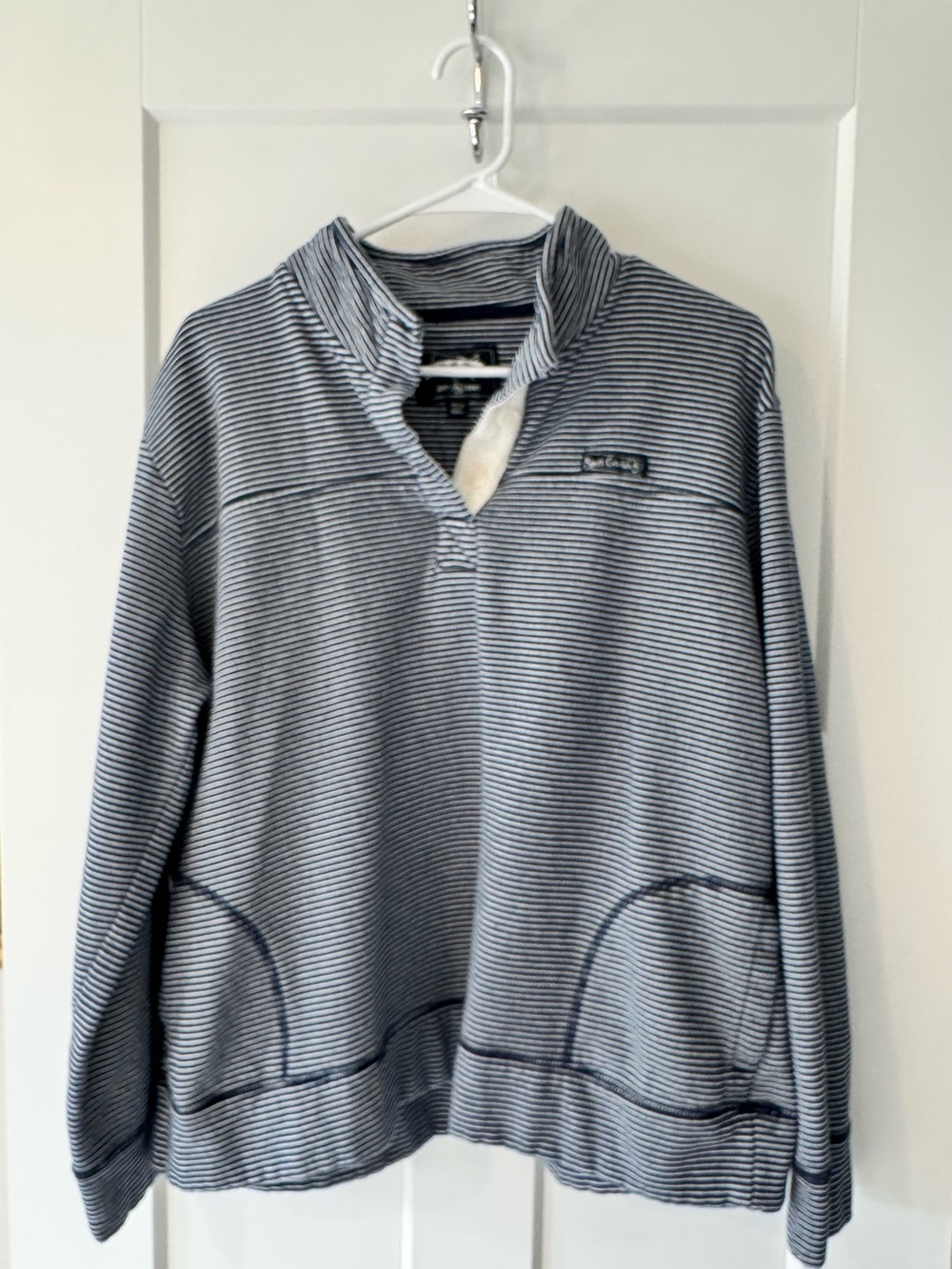 State of Mine South Carolina XXL Striped Quarter Button Cozy Top Casual Coastal